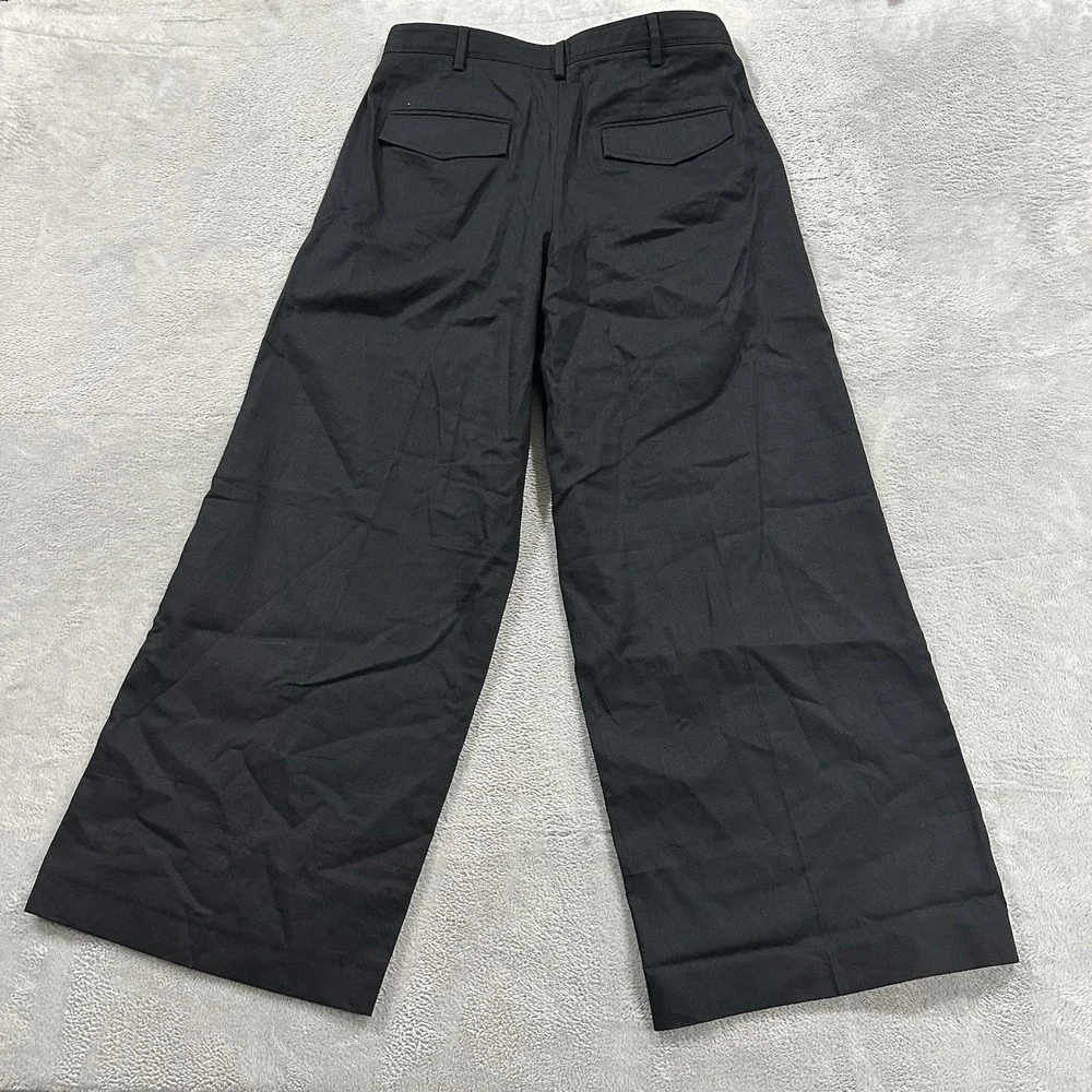 Banana Republic Dress Pants Women 12 Flare Leg Black Y2K Formal Vtg Linen Blend